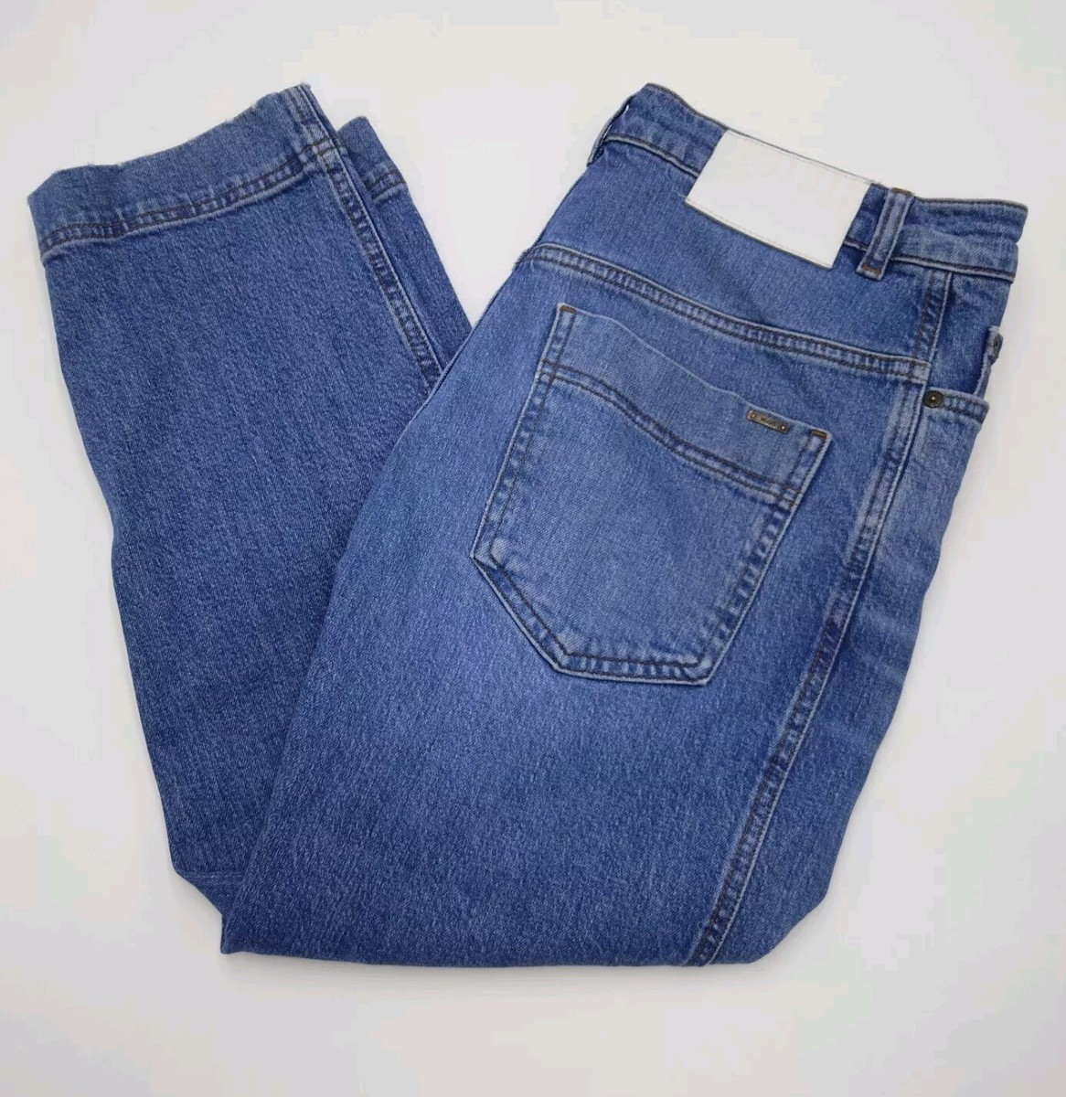 Hugo Boss 938 Loose Cropped Jeans W32 L23 Blue Men's Zip High Rise Red Label