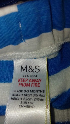 New Marks and Spencer White & Blue Striped Shorts Age 0/3 Months - Picture 2 of 3