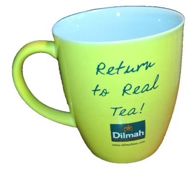 DILMAH TEA  - original  white - yellow ceramic mug - Return to Real Tea !