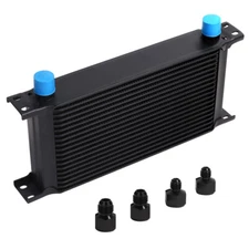 10AN Transmission Oil Cooler Kit 19Row Stacked Plate Universal Aluminium Black