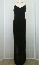 Hennes H&M Maxi Dress UK 10 Black Red Bronze Sparkle Side Splits Party Vintage 