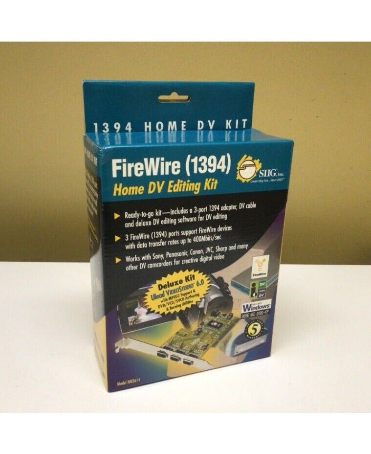 Vintage 3-Port FireWire 1394 Home DV Editing Kit PCI Card Ulead VideoStudio