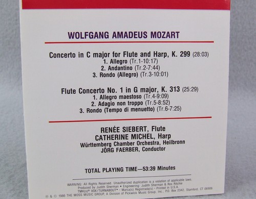 Mozart - Concerto in C Major for Flute and Harp K. 299 and K. 313 (CD, 1986 Vox) - Picture 3 of 4
