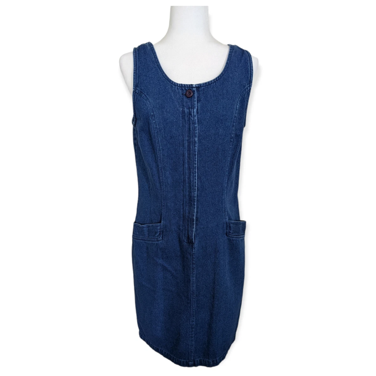 FORENZA 90s Vintage Denim Midi Shift Dress Zipper Closure Coverup