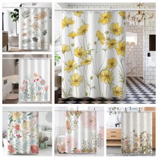 3D Small floral Print Shower Curtain Bathroom Curtain Waterproof With 12 Hooks