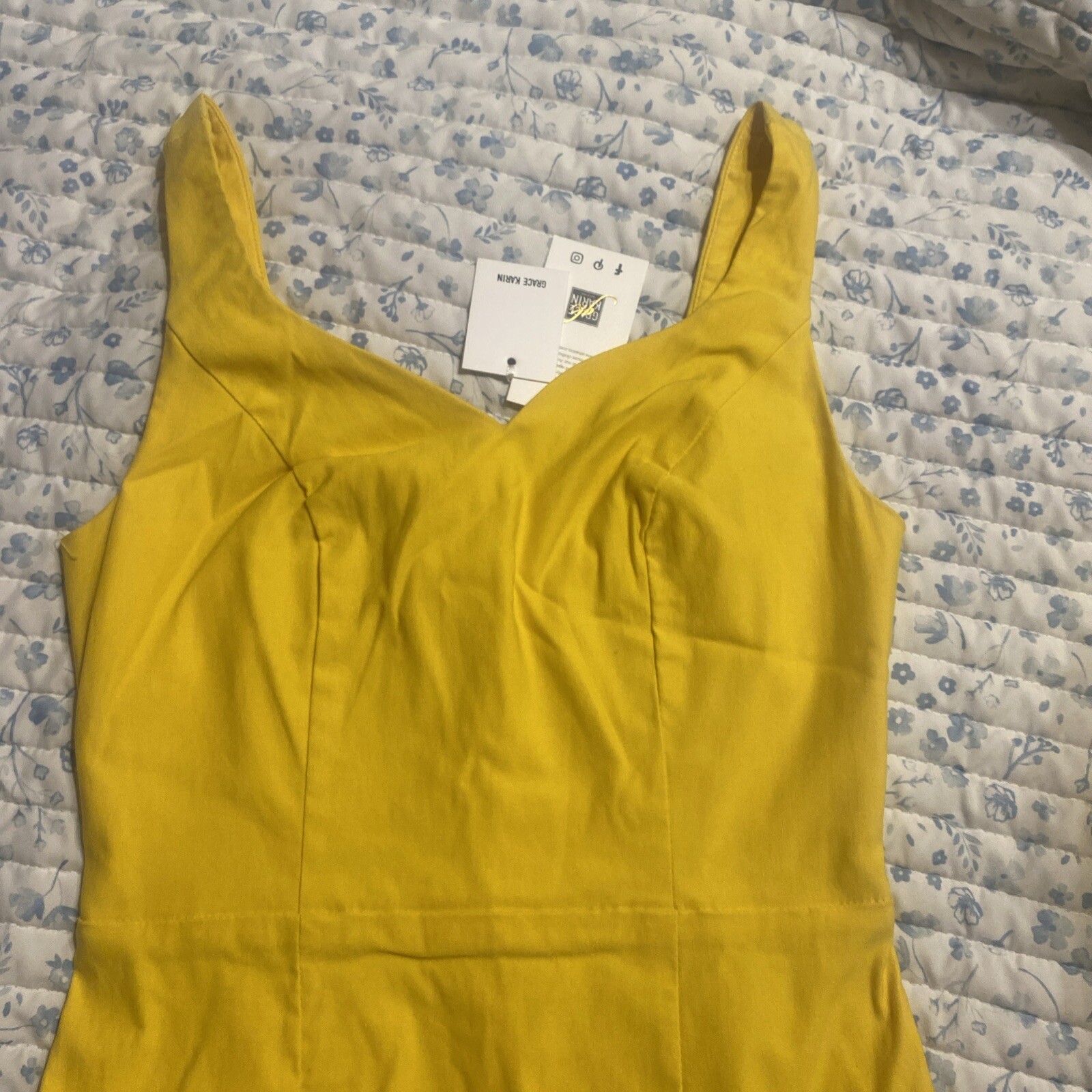 Grace Karin Bright Yellow Sleeveless Dress Size S Flowy Summer Style  -image