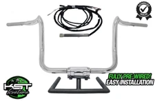KST Kustoms Polished 10" Pre-Wired Mayhem Bagger Handlebars 16-23 Harley Batwing