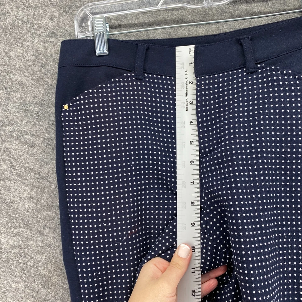 Pantalones Anne Klein Mujer 4 Azul Lunares Tiro Alto Chino Ajustado Capri Pull On Foto 4 de 4