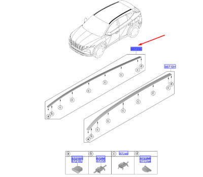 Hyundai Tucson NX4 MK4 Dachleiste rechts 87240N7000, Originalteil