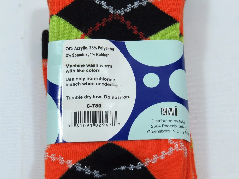  Clásico Argyle Pantalón Hasta la Rodilla Calcetines Naranja Negro Amarillo Mujer 9-11 Brillo  Foto 3 de 3