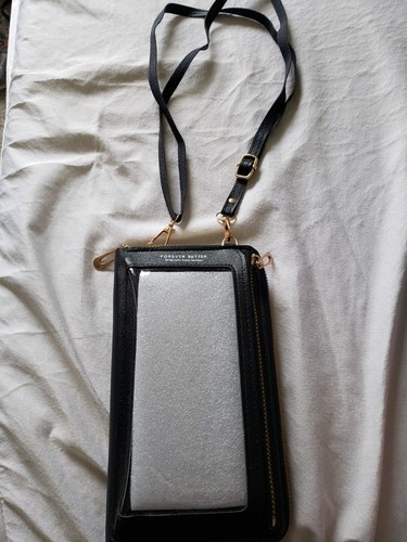 Small Black Purse Cellphone Holder Clear Front Zipper Shoulder Bag Travel USA - Picture 2 of 15