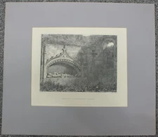 Monument In Borthwick Church Edward Blore Antique Matted Etching Art Print