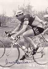 Ciclismo/Cyclisme Cartolina ERCOLE BALDINI sq. CYNAR con autografo anni '60
