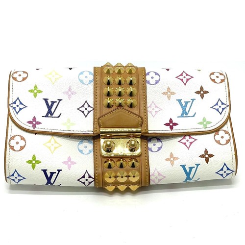 LOUIS VUITTON Multicolor Pochette Cles Old Model Coin Purse White M92655  th1515