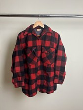 Vintage 70  s Woolmaster Flannel Shirt Jacket Mens 15 Long Sleeve Button Up Plaid