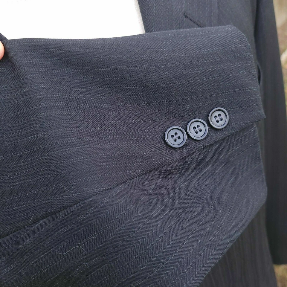 Blazer Traje Chaqueta Lana Donna Karen Negro Rayas Para Hombres 42S Firma DKNY Italia Foto 4 de 4