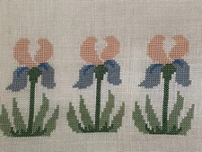 Unframed Completed Finished Cross Stitch Nice Irises Hand Made 17X13 Vintage