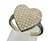 925 Sterling Silver Vintage Topaz Love Heart Cocktail Ring Sz 6.5 RG16166