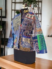 Indian Patchwork Kantha Jacket, Soft Silk Kantha Jacket, Cotton Bath Robe Kimono