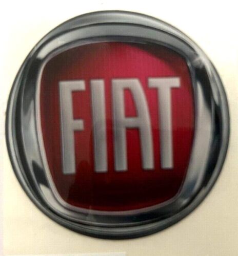 3D Fiat logo resin coat of arms sticker red and silver Ø 50 mm - Picture 1 of 2