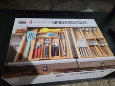 Seville Classics 4-piece Bamboo Expandable Drawer Organizer Kitchen Office Desk