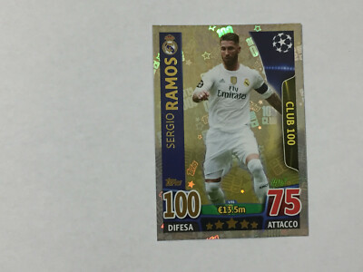 CHAMPIONS LEAGUE MATCH ATTAX 2015-2016 SERGIO RAMOS CLUB 100 NEW VER.ITALIAN