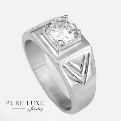 Stainless Steel Halo Steel Rings Ct Oval Cut Cubic Zirconia