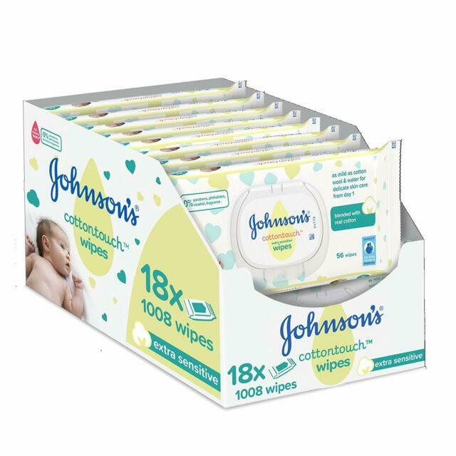 Johnson Johnson Baby Cotton Touch Wipes, 56 Pieces 18 Pack for