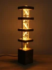 Wooden Table Lamp Vintage Edison Retro Wood Handmade Home Decor LED Night Light