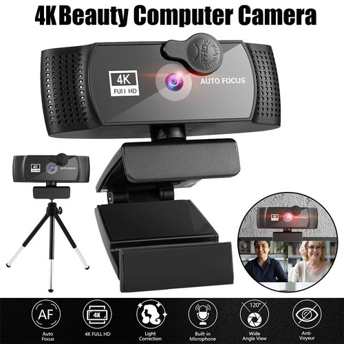 Auto Focus Webcam 4K Full HD Web Camera USB Built-in Microphone For PC Computer