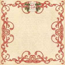 CHRISTMAS Scrapbook Paper 12" Yuletide Merry Christmas December 25 Border 5p