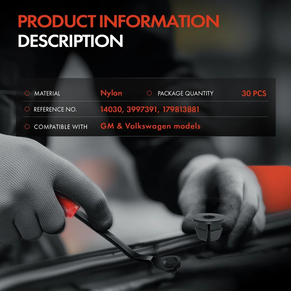 30 piezas clips de retención para GM Astro Safari Volkswagen orificios de 3,6 mm de diámetro nailon Foto 2 de 4