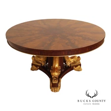 John Widdicomb Rococo Style Partial Gilt Round Mahogany Center Table
