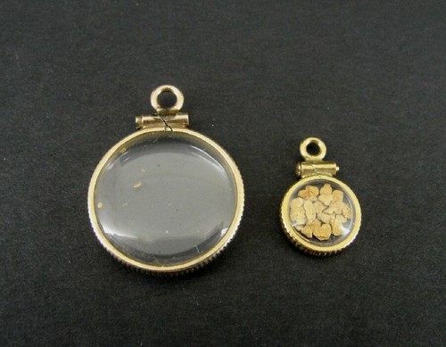Two Gold Nugget Placer Holders Bezel 