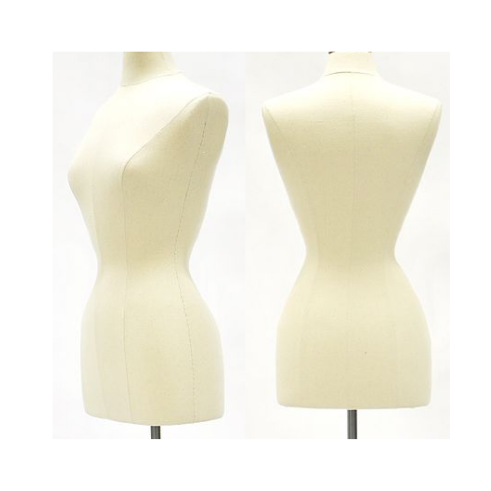 American Dress Forms Off-White Linen Dress Form Mannequin - Adult Female Size 2-4, Pinnable, Metal Base