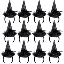 24 X MINI WITCH HAT ON HEADBAND HALLOWEEN FANCY DRESS BULK GROUP PUB BAR CRAWL
