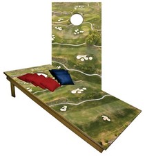 Cornhole Outdoor Grass Golf Course Boards BEANBAG TOSS GAME w Bags Set