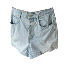 VTG Gitano light blue wash denim Shorts button fly women waist 31” high rise mom