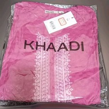 Khaadi 100% Cotton Embroidered Kurta Kurti Pink Size 16 Original Pakistani 