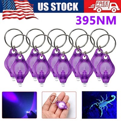 20 PCS UV Flashlight Mini Keychain LED Torch Light Blacklight Key Ring Lights