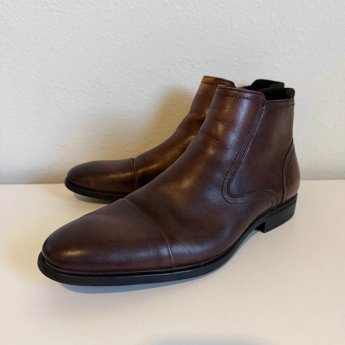 Kenneth Cole Reaction Mens Brown Leather Chelsea Boots Size 10.5 Ankle Boots Kenneth Cole Dark Brown Leather Chelsea Pull-On Boots main image 4