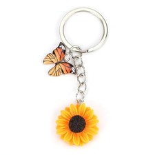 Butterfly Bee Sunflower Keychain for Women, Sunflower Bag Brown Butterfly