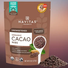 NAVITAS Organic Cacao Nibs Pure Unsweetened Superfood - 8 oz (227g) *BB 04/2026*
