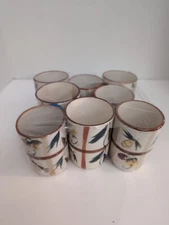 Vintage Nasco Hand painted ceramic juice glasses - Lot of 8
