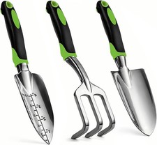 Gardening Hand Tool Set 3 Pack - Heavy Duty Gardening Kit with Non-Slip Soft