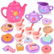 Toddler Tea Party Set for Girls Ages 3-5, 23-Piece Pretend Play Tea Set for