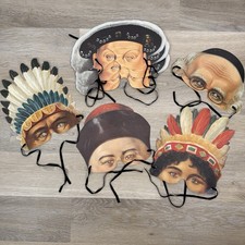 Paper Masters Mamelok V&A Victorian Paper Masks Printed England w/Ties Lot Of 7