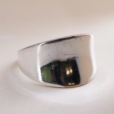 Size 8, vintage sterling silver handmade ribbed ring, 925 wide band