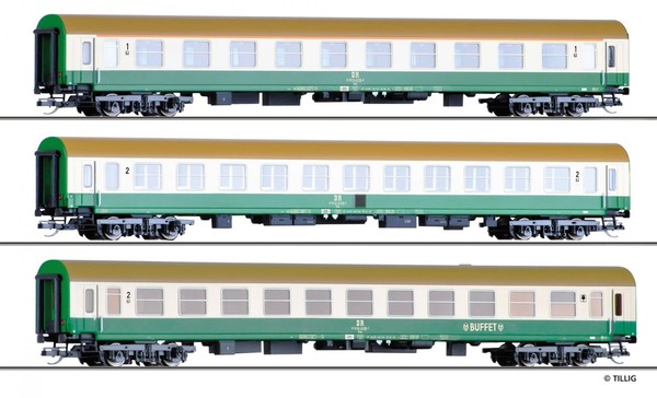 TT 3Tlg. Reisezugwagenset Der Dr, Ep. IV Tillig 01124 NEU-image