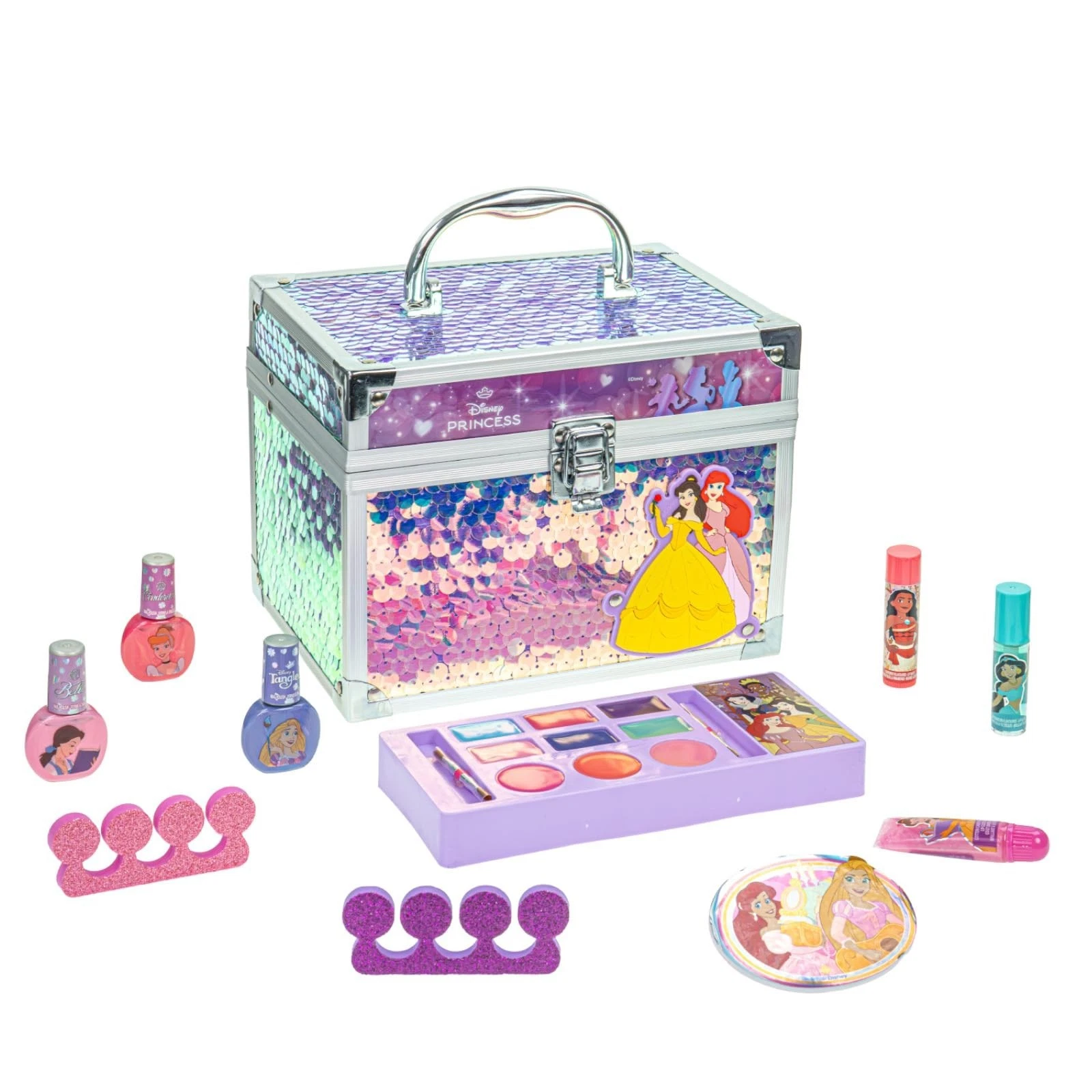 Kids Makeup Kit - Disney Princess Train Case Beauty Set, Washable Play Makeup, P